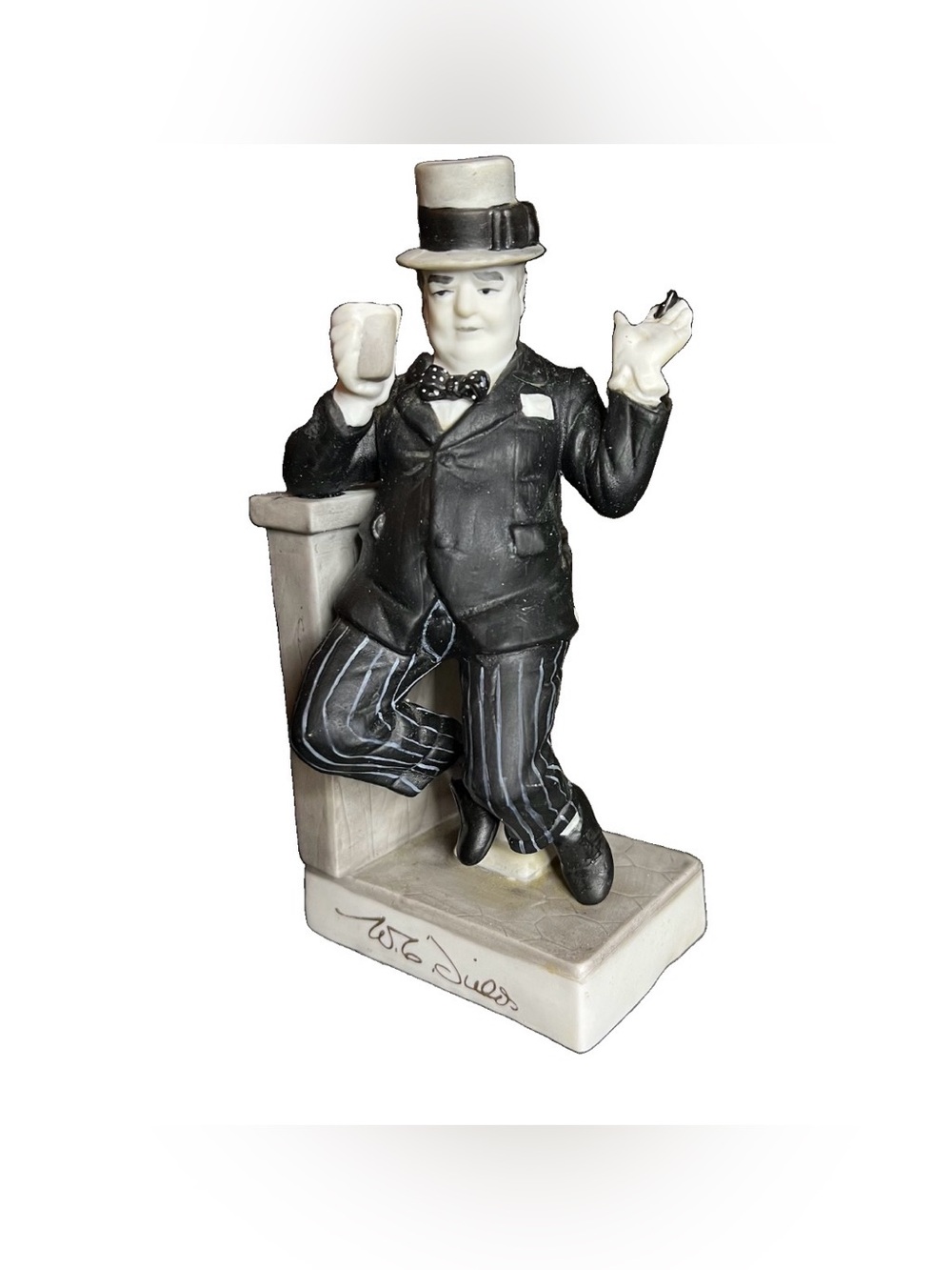 WC Fields Great Entertainer Series Ceramic Statue B&W 6.5" Tall  Signed & Number